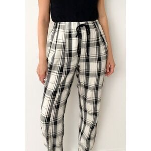 SHEIN Women's Plaid Jogger Pants Black Elastic Waist‎ Size Small
